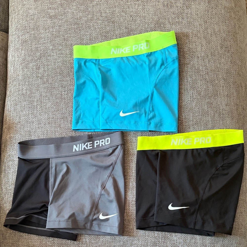 Nike Pro Women's Shorts Trio - Blue, Gray, Black